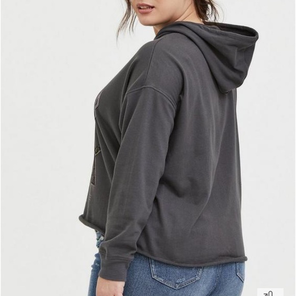 Torrid Def Leppard Dark Grey French Terry Crop Hoodie - Picture 9 of 9